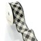 2 1/2" Wired Ribbon Off-White/Black Diagonal Buffalo Plaid 10 Yards